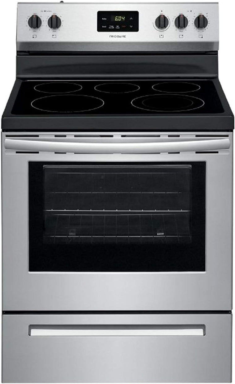 Frigidaire FCRE3052AS 30 in. Freestanding Electric Range with 5.3 cu. ft. Oven, Quick Boil, Store-More Drawer, and SpaceWise Expandable Elements in Stainless Steel