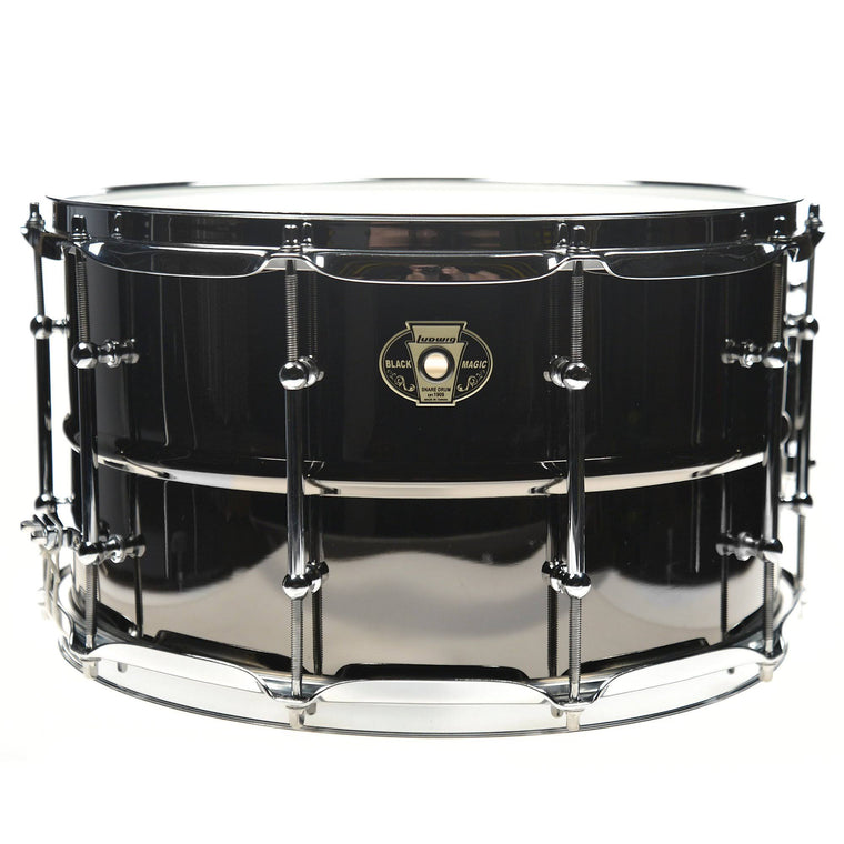 Ludwig Black Magic Brass Snare Drum, 8x14x22, with Chrome Hardware